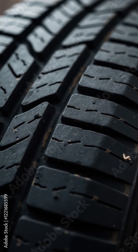 A close up of a tire with a lot of tread marks on it photo