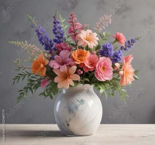 Wallpaper Mural Floral arrangement with watercolor flowers in a vase, watercolor, blooms Torontodigital.ca