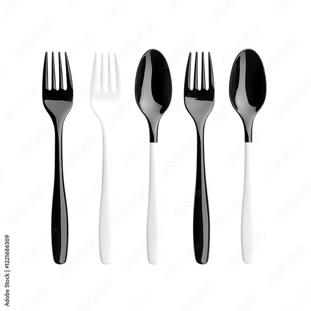 PNG Monochromatic Cutlery Set Elegant Black and White Spoon Against Transparent Background PNG Monochromatic Cutlery Set Elegant Black and White Spoon Against Transparent Background