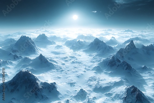 Wallpaper Mural A Celestial Snowy Mountain Range Under a Bright Sun Torontodigital.ca