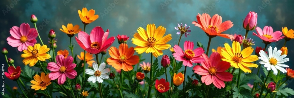 Colorful wild flowers in a bunch, wildflowers, nature Colorful wild flowers in a bunch, wildflowers, nature