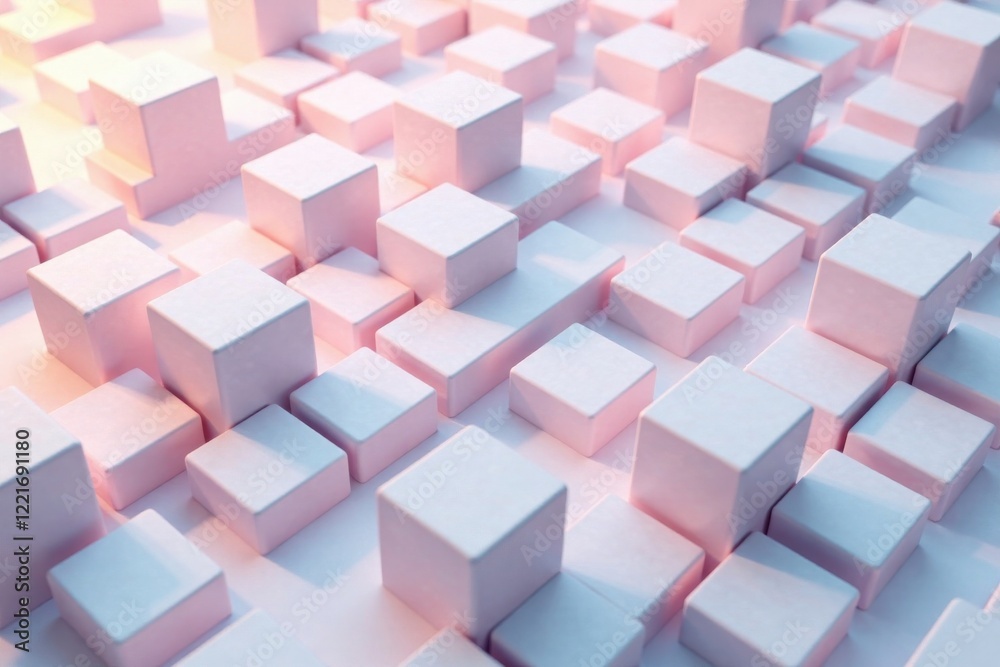 Obraz premium Randomly shifted white cubes create a visually appealing grid pattern, pattern, grid