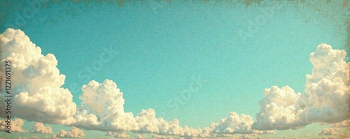 Distressed vintage paper with retro sky pattern and clouds, texture, cloud