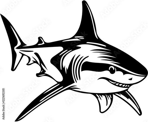 Black and white shark illustration