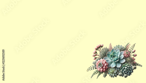 Elegant Echeveria and Sedum Botanical Background