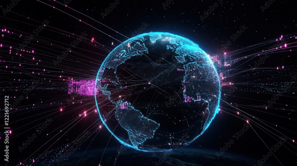 Obraz premium Glowing Digital Earth