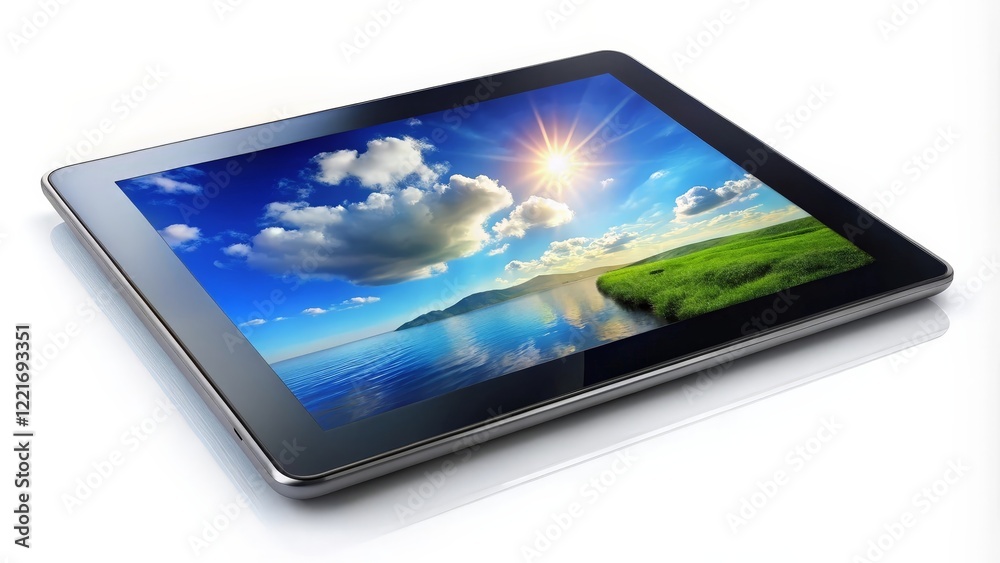 Tablet Computer Displaying Landscape Image Tablet Computer Displaying Landscape Image