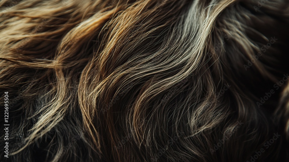 Naklejka premium Close-up of fur texture, brown and black, showing animal detail for allergy concept