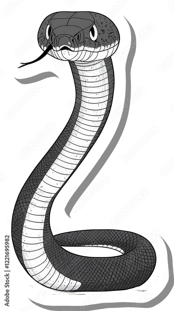 Fototapeta premium A Stylized Black And White Cobra Sticker Design