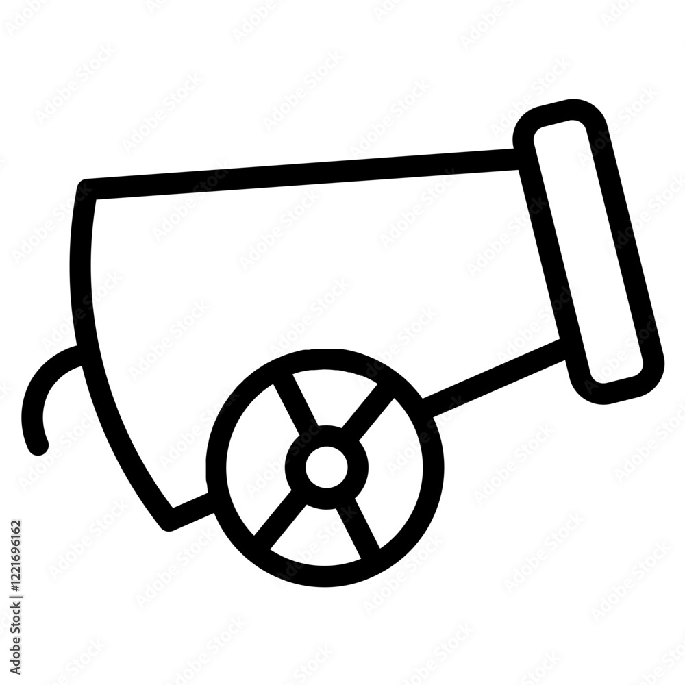 Ball Cannon Cartoon Line Icon Ball Cannon Cartoon Line Icon