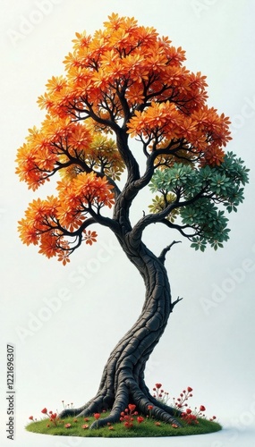 Ornamental tree with curved branches , wood, curve