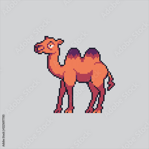 Pixel art illustration Desert Camel. Pixelated Dune Camel. Desert Dune Camel Animal Icon pixelated for the pixel art game and icon for website and video game. old school retro.