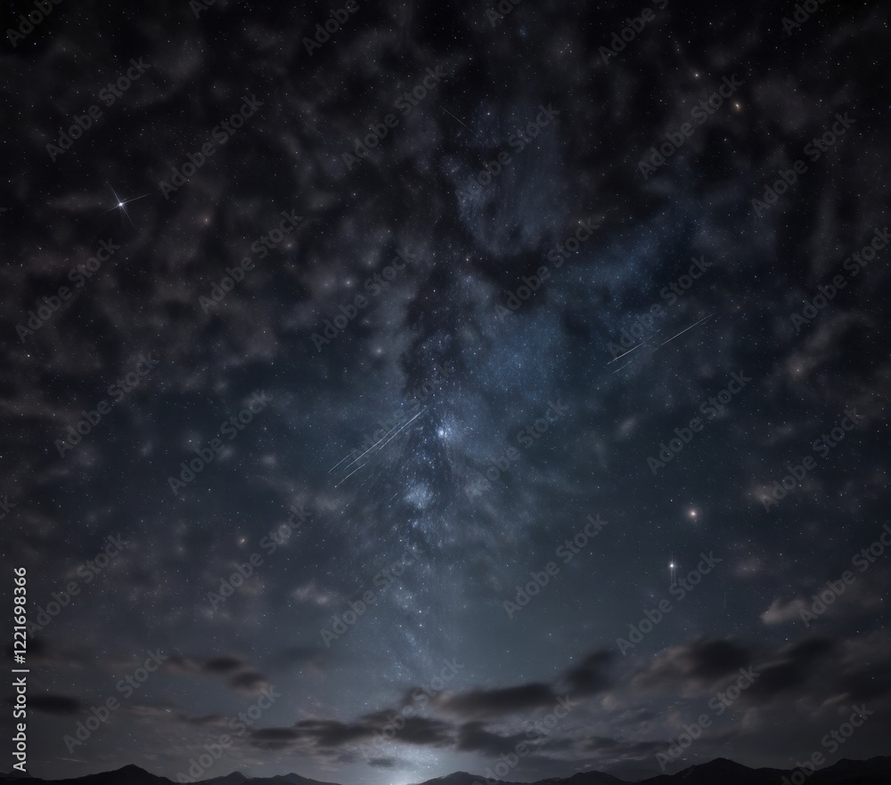 Obraz premium starry night sky with twinkling stars on dark background, space, night