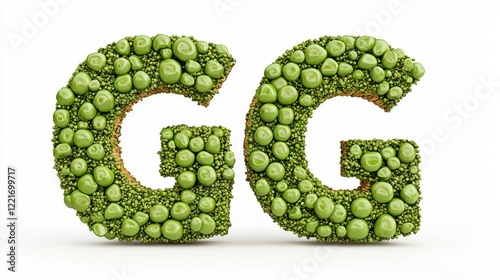 Green Textured Letter G Details Made From Fresh Vegetables On White Background photo