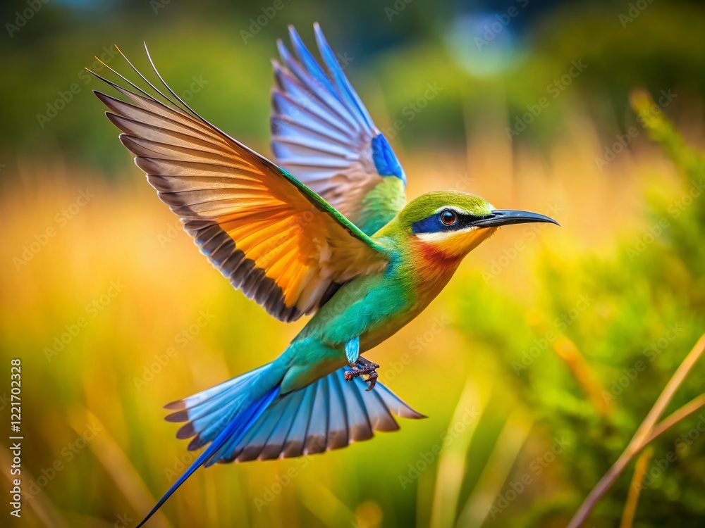 Aerial View of Blue-Tailed Bee-Eater in Flight, Stunning Wildlife Photography Aerial View of Blue-Tailed Bee-Eater in Flight, Stunning Wildlife Photography
