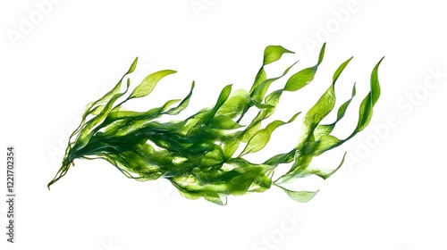 Green algae, seaweed or spirulina on the white background. 