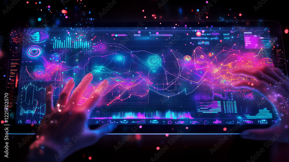 Fototapeta premium Interactive Data Visualization on a Futuristic Display