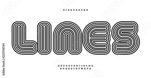 Lines modern alphabet, linear geometric letters design, outline bauhaus font for modern headlines, creative designs, creative posters, branding, and stylish logos. Vector typeset.