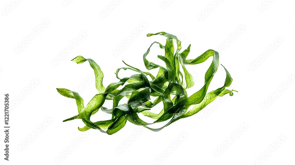 Fototapeta premium Green algae, seaweed or spirulina on the white background. 