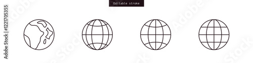 earth and globe icon set. world map line icon. website global vector icon