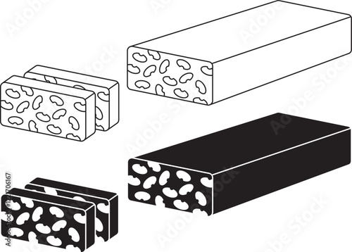 Tempeh or tempe kedelai icon set