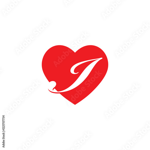 Negative Space Letter I With Heart