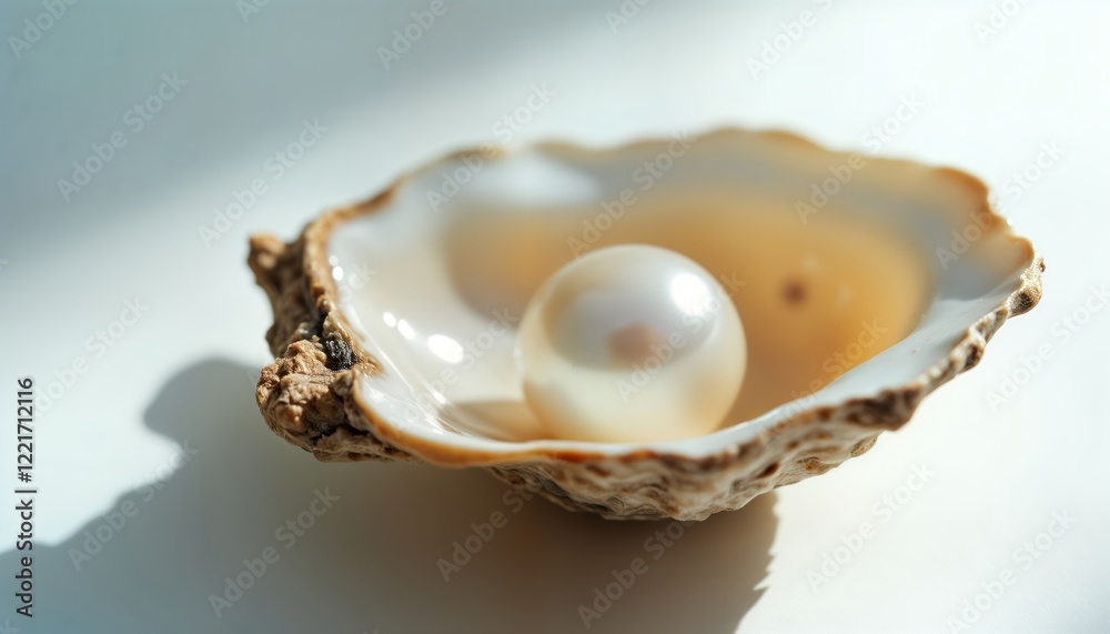 Natural pearl inside open oyster shell. Beautiful white pearl rests on mother-of-pearl shell interior. Elegant, luxurious natural treasure. Sea shell, pearl display. Ocean theme. Natural beauty. Natural pearl inside open oyster shell. Beautiful white pearl rests on mother-of-pearl shell interior. Elegant, luxurious natural treasure. Sea shell, pearl display. Ocean theme. Natural beauty.