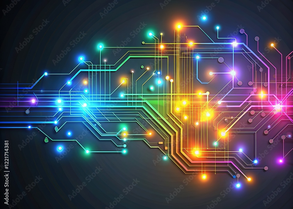 Abstract Data Flow - Glowing Circuits & Digital Connections Abstract Data Flow - Glowing Circuits & Digital Connections