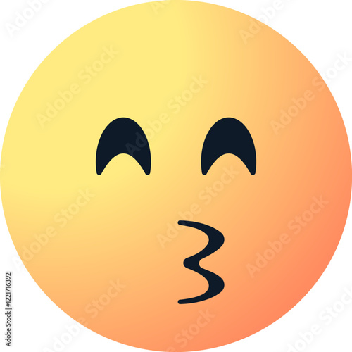 cute vector kissing emoji face with closed smiling eyes and puckered or pursed lips. blowing a kiss emoticon, love emotion, reaction