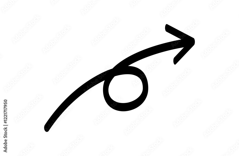 ペンで書いた手描き風の黒色の矢印