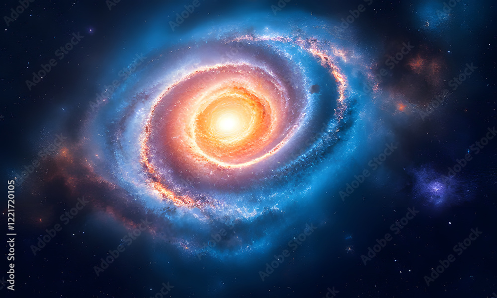 Fototapeta premium A vibrant spiral galaxy with orange and purple hues, suitable for space-themed designs, astronomy publications, or science-related projects