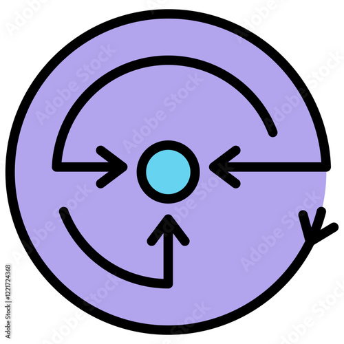 Centripetal Force Outline Color Icon