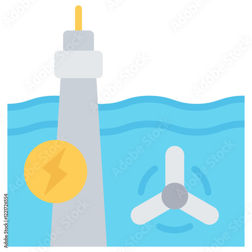 Tidal Power Flat Icon