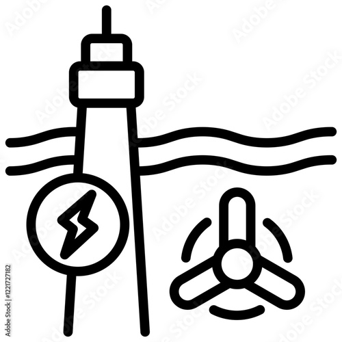 Tidal Power Outline Icon