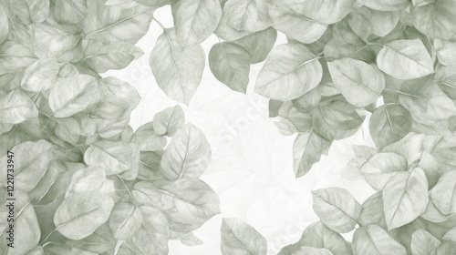 Wallpaper Mural Sage leaves frame, white background, botanical illustration, design element Torontodigital.ca