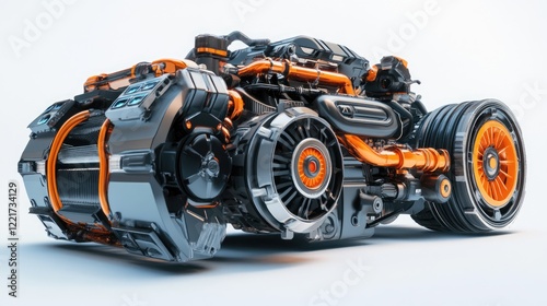 Futuristic engine isolated on white background