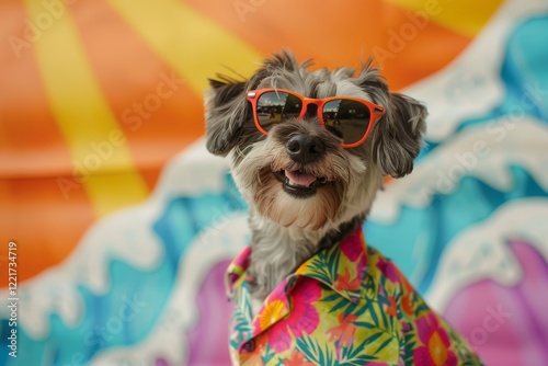 Summer vibes: stylish dog with sunglasses photo