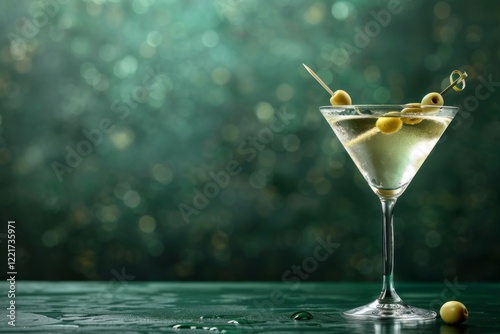 Classic martini with green olives