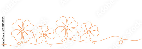 cintinuous line drawing of garland of clover leaves for patrick's day vector