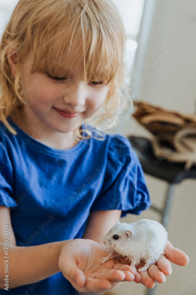Gentle moments of a girl and her pet in a bright room Gentle moments of a girl and her pet in a bright room