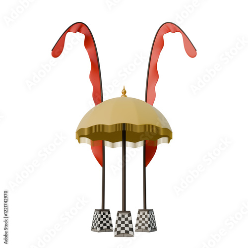 Bali Ornament Front View 3D Design Element