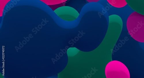 Abstract Shapes: A captivating display of fluid, abstract shapes in vibrant hues of blue, green, and pink, forming an artistic composition.