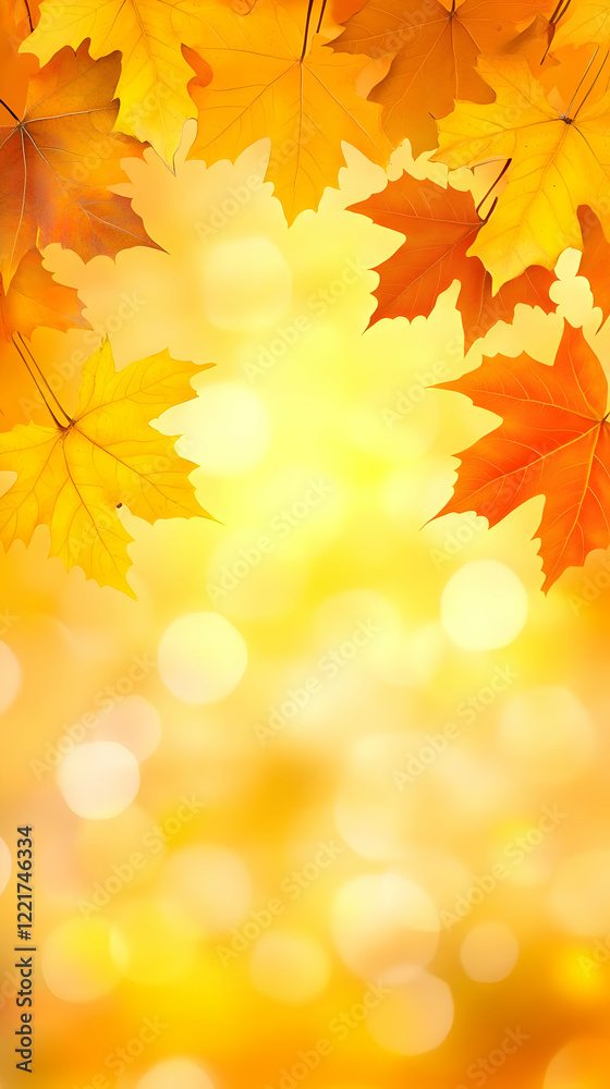 Autumn leaves, sunlit bokeh background, nature, design Autumn leaves, sunlit bokeh background, nature, design
