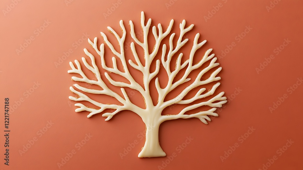 Naklejka premium Creative Brownie Treat Shaped Like a Tree with Intricate Branches Perfect for Celebrating Nature, Sweet Treats, and Fun Desserts in Culinary Photography