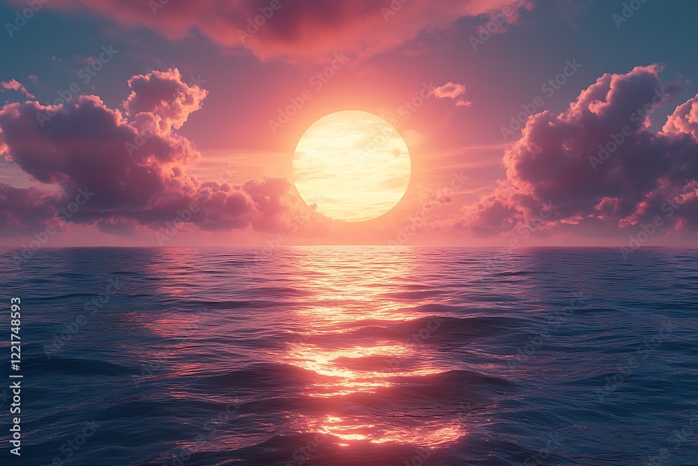 Serene Sunset Over Calm Ocean Waters Serene Sunset Over Calm Ocean Waters