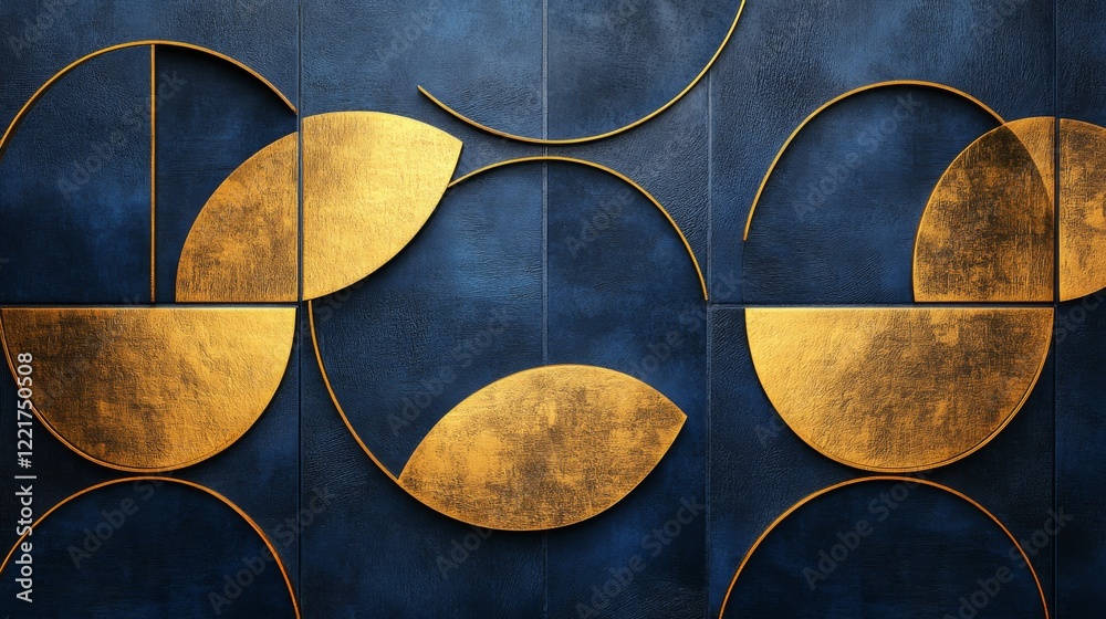 Abstract Gold and Blue Geometric Wall Art Design Abstract Gold and Blue Geometric Wall Art Design