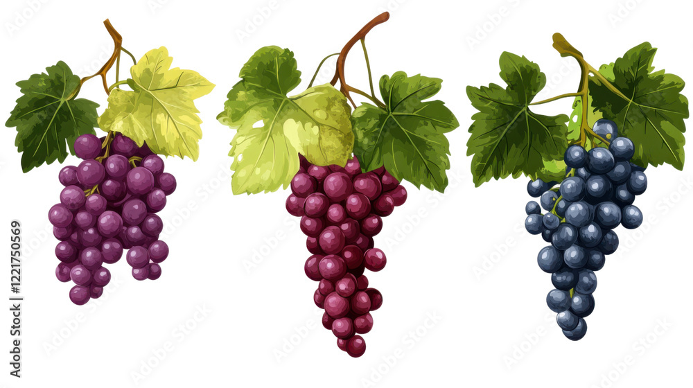 Bunch of grapes watercolor on transparent background Bunch of grapes watercolor on transparent background