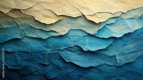 Wallpaper Mural Abstract Textured Paper Layers in Blue and Beige Tones Torontodigital.ca