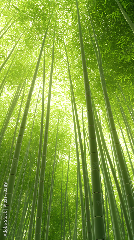 Fototapeta premium Bamboo forest sunlight serene nature wallpaper