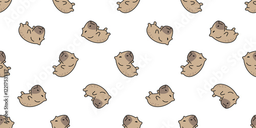 capybara seamless pattern sleeping vector pet cartoon doodle south america animal gift wrapping paper tile background repeat wallpaper illustration scarf isolated design